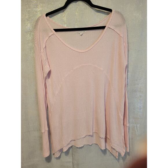 Grayson Threads Other - Grayson Threads Women‎ L Baby Pink Waffle Thermal Sleepwear LSleeve Shirt Comfy